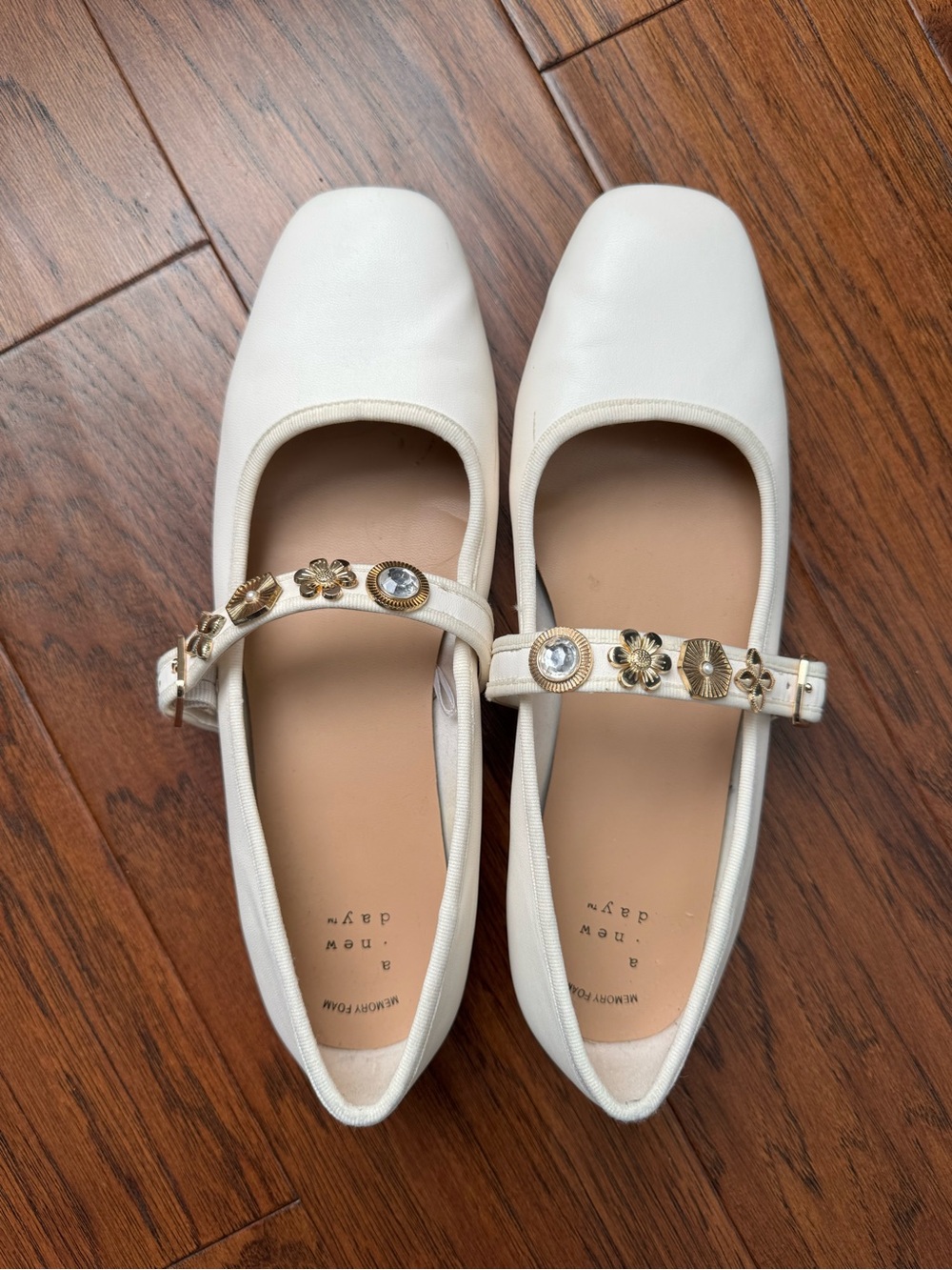 A New Day White Flats with Charms size 8.5